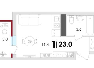 Продажа квартиры студии, 23 м2, деревня Батино, ЖК Есенинские Поля, улица Сергея Есенина, 14