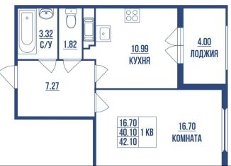 1-ком. квартира на продажу, 42.1 м2, Санкт-Петербург, ЖК Октябрьская набережная