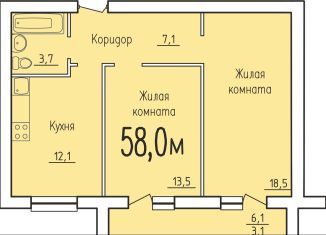 Продажа 2-комнатной квартиры, 58 м2, Калуга, Ленинский округ, деревня Верховая, 138