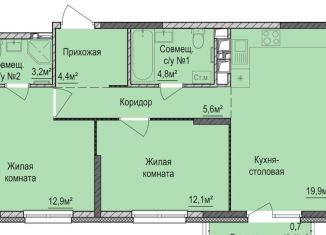 2-комнатная квартира на продажу, 62.9 м2, Ижевск, жилой район Буммаш
