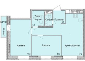 Продам двухкомнатную квартиру, 57.3 м2, Ижевск, жилой район Ракетный