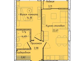 Однокомнатная квартира на продажу, 49.5 м2, Екатеринбург, Машинная улица, 1В/2, Машинная улица