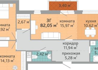 3-ком. квартира на продажу, 82.1 м2, Екатеринбург, метро Геологическая