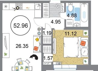 Продам однокомнатную квартиру, 53 м2, Санкт-Петербург, ЖК Модум