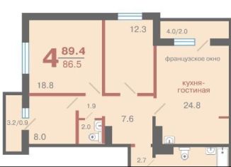 Продается 4-комнатная квартира, 89.4 м2, Красноярск, ЖК Апрелевка