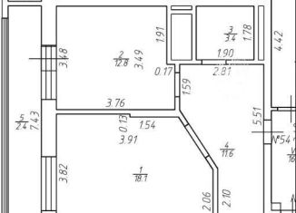 1-комнатная квартира на продажу, 48 м2, Казань, улица Четаева, 14Ак2, ЖК Золотая Середина