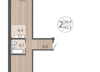 Продаю 2-комнатную квартиру, 42.3 м2, Иркутск, Свердловский округ