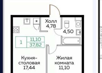Продаю 1-комнатную квартиру, 37.9 м2, Мытищи, ЖК Кит, Новомытищинский проспект, 4А