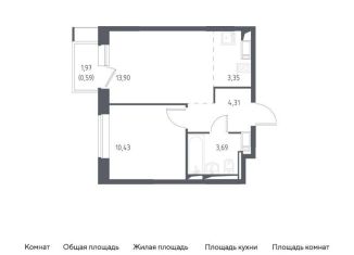 Продам однокомнатную квартиру, 36.3 м2, Московская область, микрорайон Пригород Лесное, к5.1