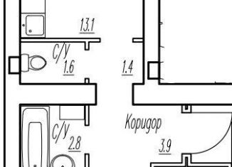 Продам однокомнатную квартиру, 39.3 м2, поселок городского типа Стройкерамика
