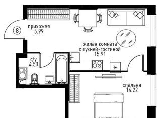 Продается двухкомнатная квартира, 39.4 м2, Москва, Мичуринский проспект, вл45, метро Проспект Вернадского