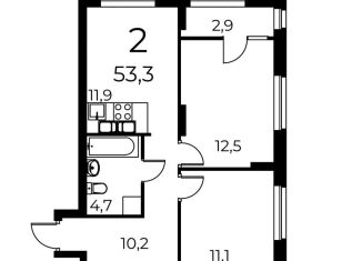Продам 2-комнатную квартиру, 53.3 м2, Нижегородская область