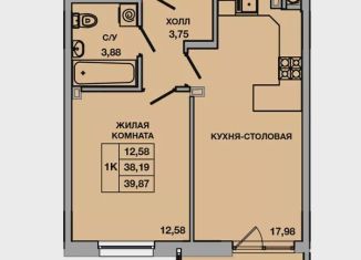 Однокомнатная квартира на продажу, 39.9 м2, Ростовская область, улица Ушинского, 41