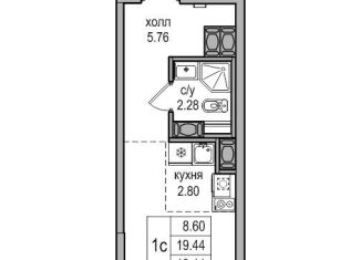 Квартира на продажу студия, 19.4 м2, посёлок Парголово, Заречная улица, 54