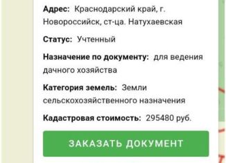 Продажа участка, 10 сот., станица Натухаевская, улица Красных Партизан