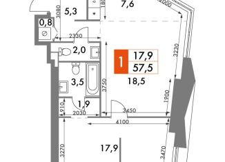 Продажа 1-комнатной квартиры, 57.5 м2, Москва, ЖК Архитектор, улица Академика Волгина, 2с3