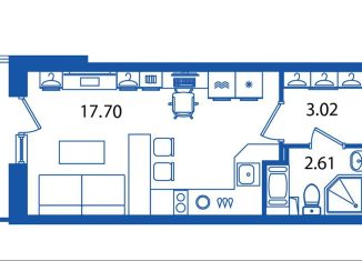 Продам квартиру студию, 24.2 м2, Санкт-Петербург, проспект Авиаконструкторов, 63, ЖК Полис Приморский