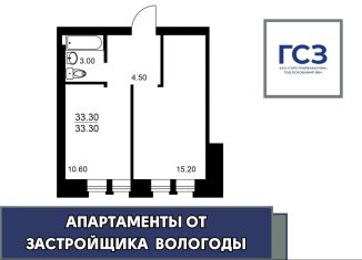 1-ком. квартира на продажу, 33.3 м2, Вологодская область, Ленинградская улица, 148