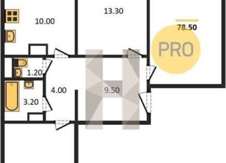 3-ком. квартира на продажу, 78.5 м2, Воронеж, ЖК Лазурный, улица Маршала Одинцова, 25Б/33