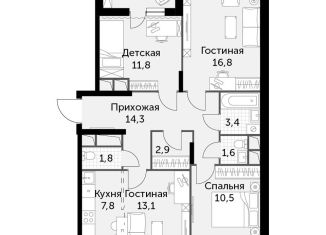 Продам 4-комнатную квартиру, 86 м2, посёлок Развилка