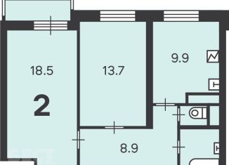 Продаю двухкомнатную квартиру, 55.5 м2, Москва, Нарвская улица, 5А, станция Балтийская