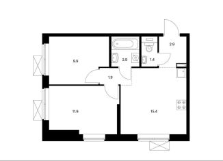 Продажа 2-комнатной квартиры, 46.3 м2, Москва, метро Водный стадион