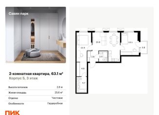 Продам 2-комнатную квартиру, 63.1 м2, Нижегородская область, Небесная улица