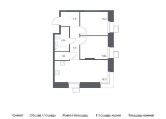 2-комнатная квартира на продажу, 54.6 м2, поселение Мосрентген