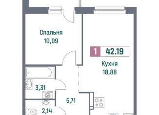 1-ком. квартира на продажу, 42.2 м2, Ленинградская область