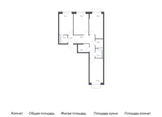 Продаю 3-комнатную квартиру, 77.7 м2, Московская область, жилой комплекс Томилино Парк, к6.1