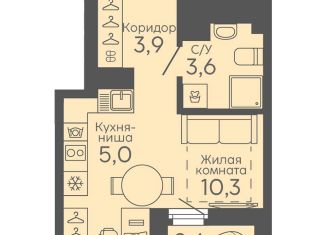 Продается квартира студия, 24 м2, Екатеринбург, метро Ботаническая, Новосинарский бульвар, 6