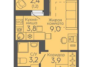 Квартира на продажу студия, 21.1 м2, Екатеринбург, Новосинарский бульвар, 6