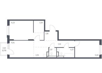 Продажа 2-комнатной квартиры, 60.8 м2, Мурино