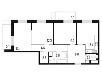 Продажа трехкомнатной квартиры, 88 м2, Одинцово, жилой комплекс Союзный, к2, ЖК Союзный