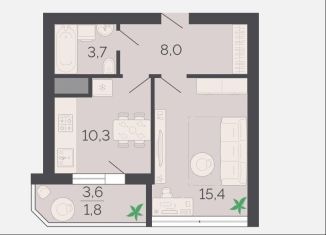 Продается 1-ком. квартира, 39.2 м2, Пятигорск, улица Пальмиро Тольятти, 51