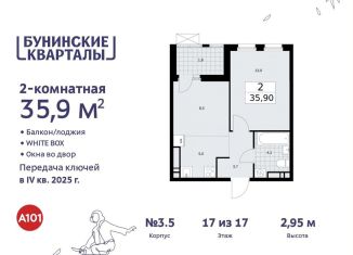 Продам двухкомнатную квартиру, 35.9 м2, Москва