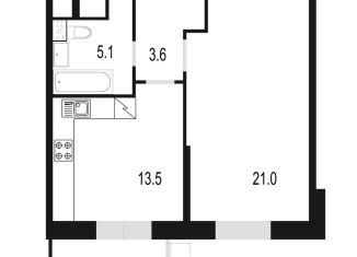 Продается однокомнатная квартира, 47.2 м2, Одинцово, жилой комплекс Союзный, к2