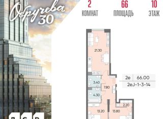 2-комнатная квартира на продажу, 66 м2, Москва, ЮЗАО, жилой комплекс Обручева 30, к1