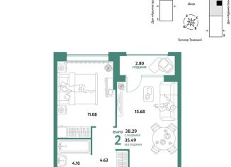 Продам двухкомнатную квартиру, 38.3 м2, Тюменская область
