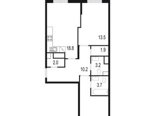 Продам 2-комнатную квартиру, 72 м2, Одинцово, жилой комплекс Союзный, к2