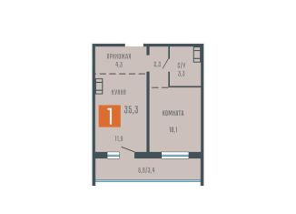 Продается однокомнатная квартира, 35.3 м2, Курган, Западный район