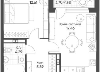 Продажа 1-ком. квартиры, 42.1 м2, Екатеринбург, Чкаловский район