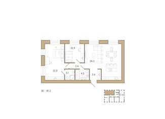 2-комнатная квартира на продажу, 82.5 м2, Пензенская область, 2-й проезд Свердлова, 27