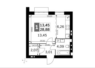 1-комнатная квартира на продажу, 28.9 м2, Московская область