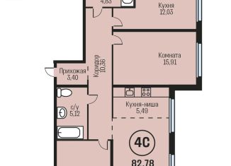 Четырехкомнатная квартира на продажу, 82.8 м2, рабочий поселок Южный, Южный тракт, 15к4
