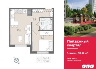 Продам 1-комнатную квартиру, 32.6 м2, Санкт-Петербург, муниципальный округ Полюстрово