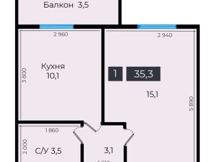 Продается 1-ком. квартира, 35 м2, Ставрополь, Промышленный район, улица Южный Обход, 53В