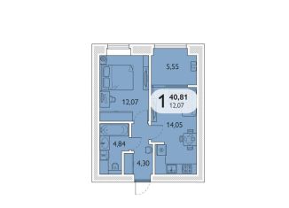 Продажа 1-комнатной квартиры, 40.8 м2, Брянская область, микрорайон Мегаполис-Парк, 23к2