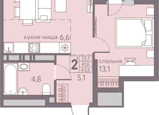 Продаю 2-комнатную квартиру, 43.6 м2, Пермь