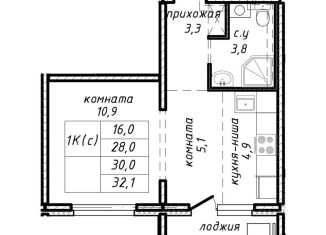 Продам 1-ком. квартиру, 30 м2, Новосибирск, улица Связистов, 162к3с